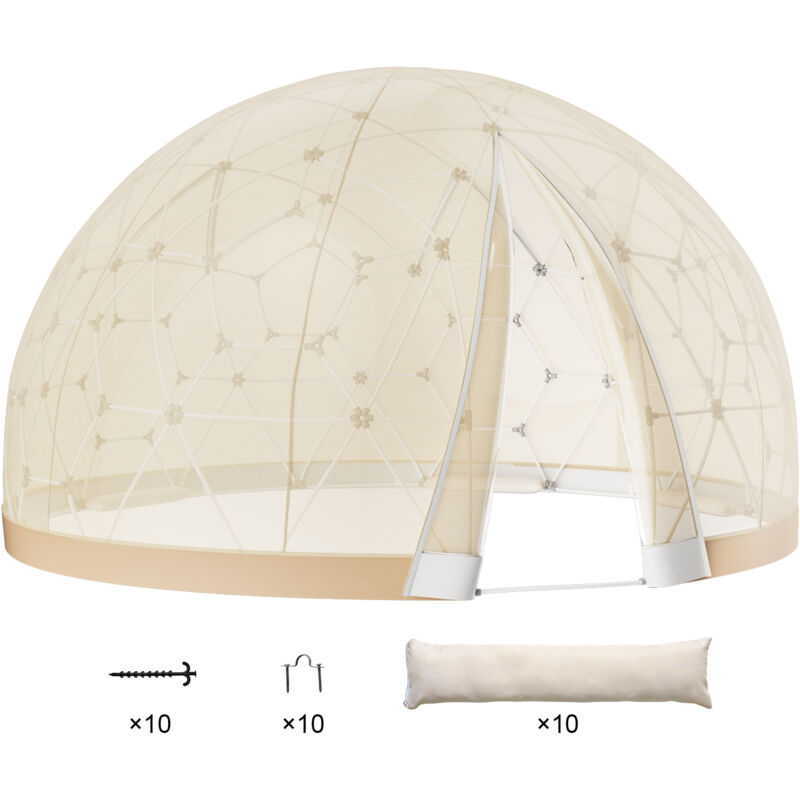 Tente à Bulles en Forme de Dôme, Double Couverture de 9,5 Pieds (Transparente et Jaune Clair), Abri Géodésique Extérieur, Igloo de Jardin Étanche