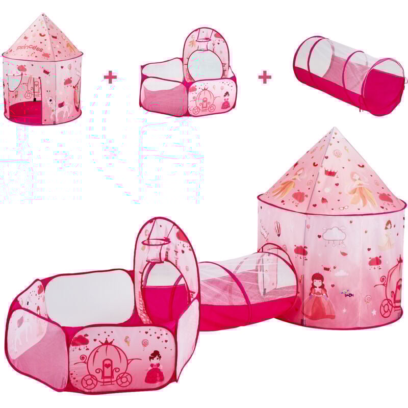 Tente de jeu 3 en 1 pour enfants avec tunnel pour filles et garçons, maison de jeu pop-up intérieure/extérieure, sac de transport et sangles inclus,