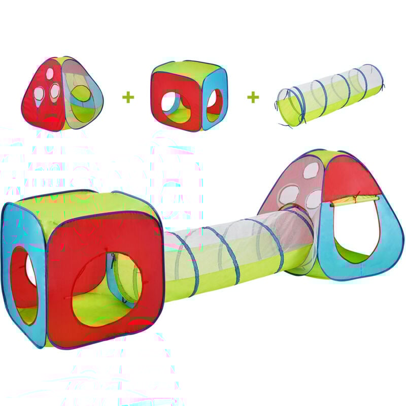 Tente de jeu 3 en 1 pour enfants avec tunnel pour garçons, filles, bébés et tout-petits, maison de jeu pop-up intérieure/extérieure avec sac de