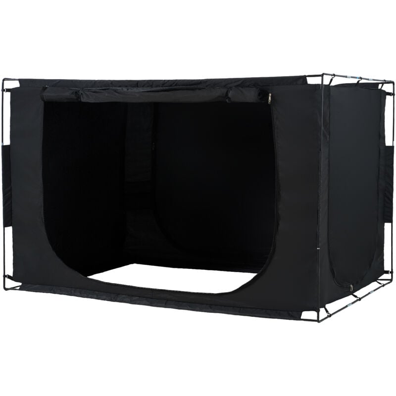 Tente de lit pleine grandeur , pongé, 3 portes, poteaux de 0,37 po, occultant à 70 %, respirant, pour le sommeil des enfants et des adultes, abri