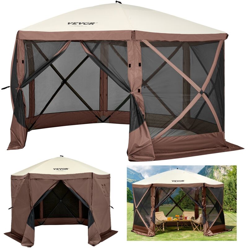 VEVOR Tente deabri de camping pop-up, pare-soleil a 6 cotes avec fenetres en maille, sac de transport portable, piquets de sol, grandes tentes