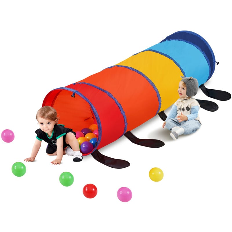 Vevor Tente tunnel de jeu pour enfants tout-petits, jouet tunnel chenille pop-up colore pour bebe animal de compagnie, pliable pour garcon et fille,