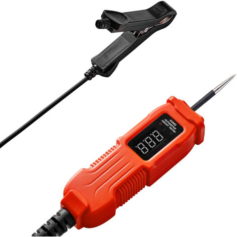 Mophorn Tester elettrico per circuiti automobilistici con sonda, schermo LED retroilluminato, misuratore di tensione DC 3-72V, penna di prova, cavo da 3,5 m e custodia in ABS per veicoli