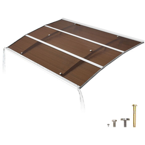 Mophorn Tettoia da Sole per Ingresso, Balcone e Cortile, Dimensioni 1500 x 1000 x 140 mm, Copertura per Esterni con Sistema di Drenaggio, Colore Marrone