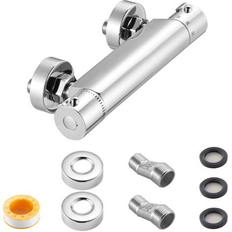 Mophorn Thermostatic Shower Faucet Valve with 38℃ Safety Lock, Temperature Control Valve for Hot and Cold Water, Solid Brass Construction for Bathroom or RV, Designed to Prevent Leaks