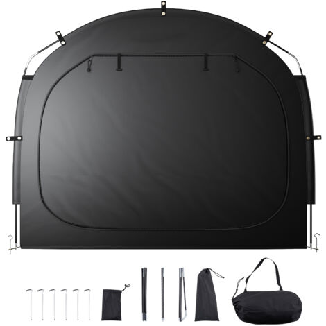 Mophorn Tienda de campaña impermeable para almacenamiento de bicicletas,  2240 x 2470 x 1980 mm, capacidad para 5 bicicletas, con ventana, estructura de fibra de vidrio y cremalleras dobles,negro