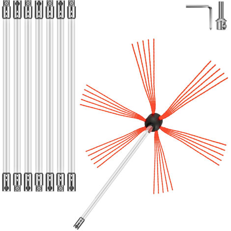 Mophorn Tiges de nettoyage de cheminée flexibles  26FT, kit de nettoyage de cheminée en nylon Sooteater, tiges de ramonage de cheminée à tête de brosse flexible, connexion facile, 8 tiges blanches