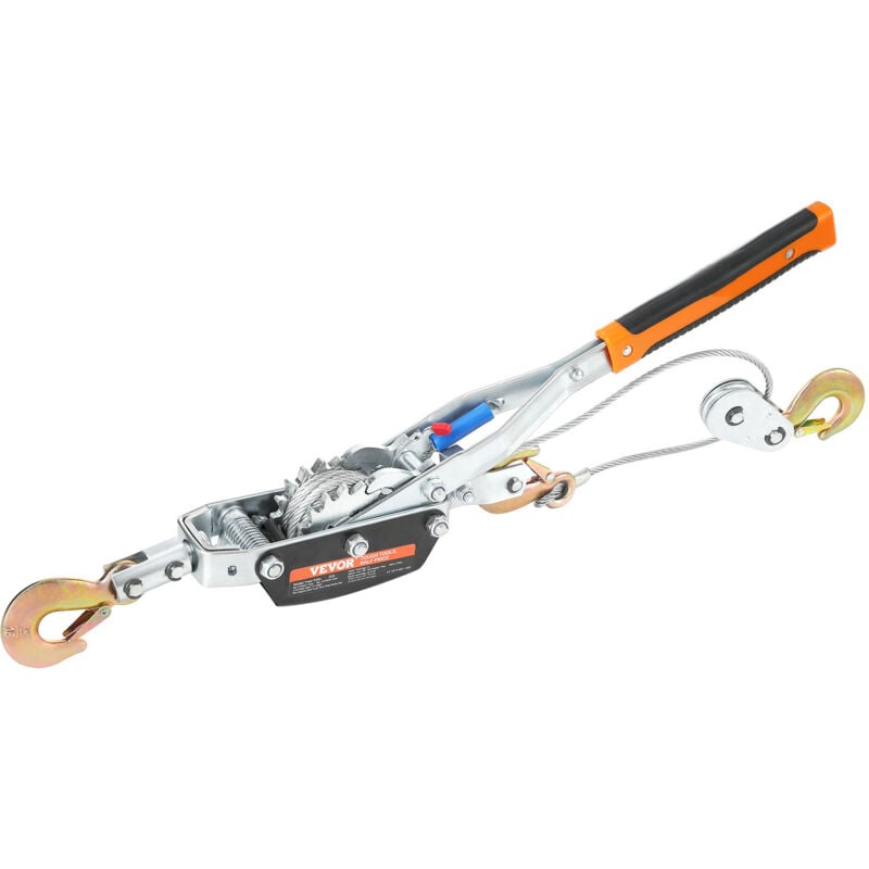 Vevor Tire Fort Charge 5 t Treuil Manuel a Cliquet Cable Acier 3,5 m 3 Crochets Outil deExtraction Robuste avec Deux Engrenages pour Deplacer