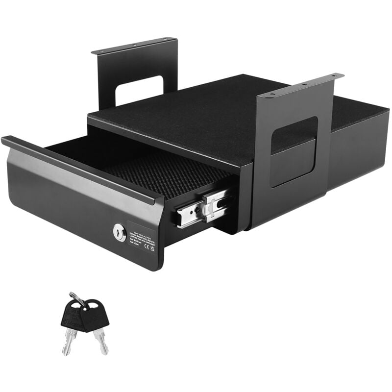 Mophorn - Tiroir coulissant de 33 cm de large sous le bureau. Rangement de bureau dissimulé et verrouillable (35,6 x 33 x 18,8 cm).