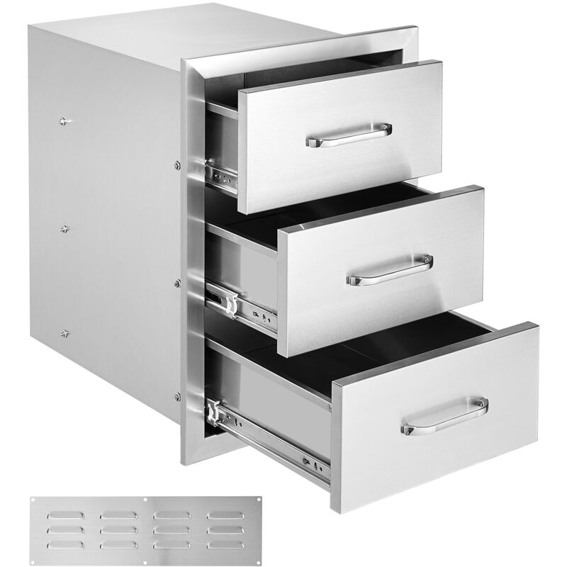 Mophorn - Tiroirs de cuisine d'extérieur 16' l x 21,5' h x 18' p, tiroirs de barbecue encastrés avec poignée en acier inoxydable pour îlot de