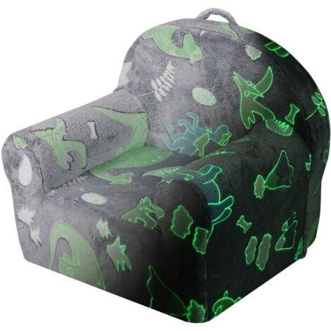 Mophorn Toddler Chair, Comfy Kids Armchair Sofa Bed, Glow-in-the-Dark Playroom Furniture for Boys & Girls, Grey
