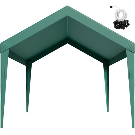 Mophorn Toile de remplacement pour abri voiture, 6 x 3 m, bâche pour toit de garage portable, résistante aux UV et imperméable, avec cordons élastiques à billes, vert foncé, cadre non fourni