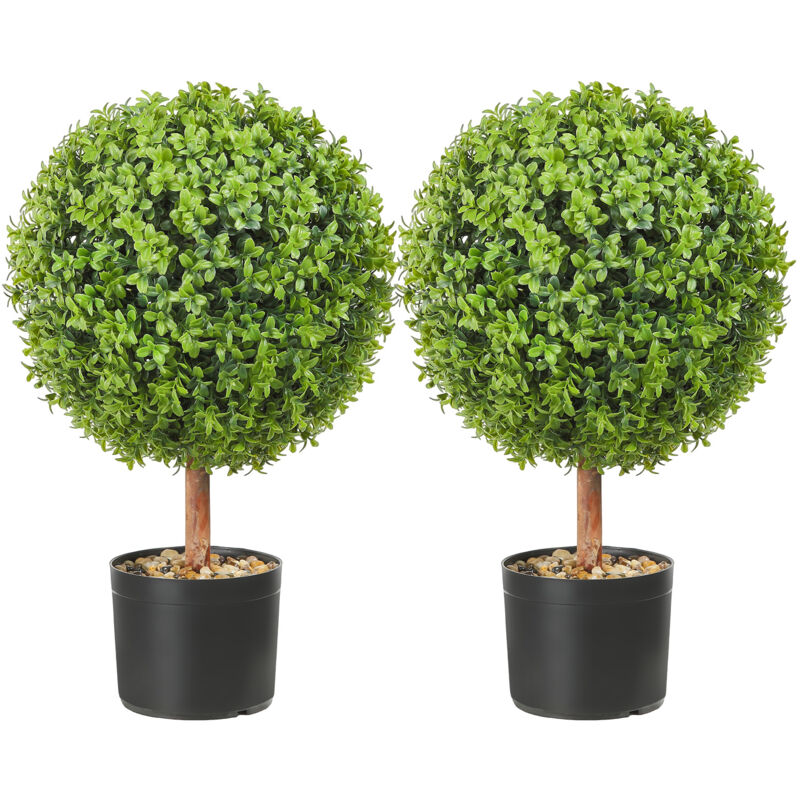 Mophorn - Topiaires Artificielles Buis (2 Pièces) Plante Faux en forme de boule avec jardinière Plante Feaux Verte Jardin Décoratif Intérieur
