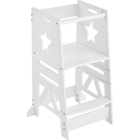 Mophorn Torre de Observación para Niños Carga de 158,9kg Torre de Aprendizaje Montessori de Bambú 3 Alturas con Barandilla de Seguridad para Niños Pequeños, Dormitorio, Baño, Mostrador de Cocina, Blan