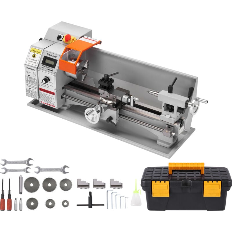 Mophorn - Tour à métaux 7'' x 16'', Tour d'établi de précision 800W, vitesse variable 150-2500 rpm, mandrin à 3 mâchoires 3.9'' Boîte à outils