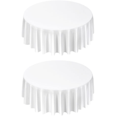 Mophorn Tovaglia Rotonda Lavabile, Resistente a Macchie e Pieghe, Diametro 3048 mm, Set di 2 Copritavoli in Poliestere Bianco per Eventi e Cerimonie