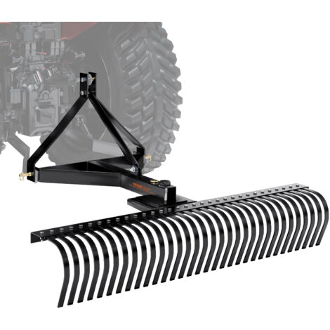 Mophorn Tow Behind Dethatcher, 60-inch Tow Dethatcher with 32 Steel Tines, 3-Point Lawn Dethatcher Rake with Attachments for Tractor, Landscape Rake for Garden, Farm, Grass