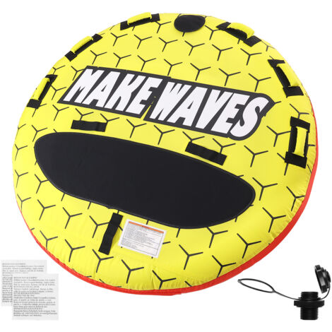 Mophorn Towable Tube for Boating, 1-3 Riders, 510 lbs Capacity, 63" Round Inflatable Boat Tube, Full Nylon Cover, EVA Handles, Speed Safety Valve, Water Sports, Red