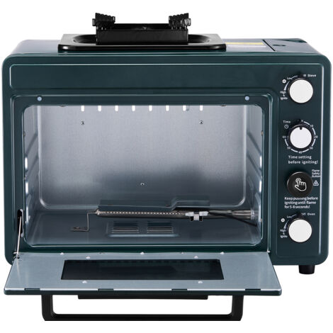 Mophorn Tragbarer Outdoor-Ofen 2-in-1 mit einstellbarer Flammenstärke, 60-Minuten-Timer, windgeschütztem Design, inklusive Grillrost und Bratplatte – ideal für Camping, Gartenpicknicks