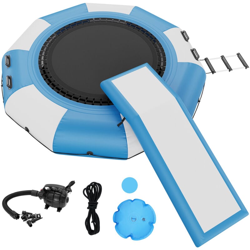 Trampoline aquatique gonflable de 10 pieds Plateforme de natation Rebond avec toboggan Piscine Lac, Poids du produit : 20,25 kg, 122 x 23,6 pouces