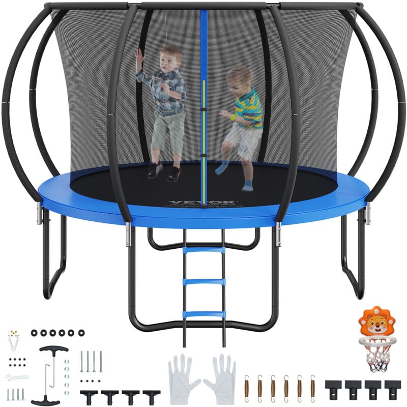Vevor Trampoline Exterieur Interieur 3 m Trampoline pour Enfants Charge Maximale 150 kg avec Filet de Securite a 360° Couverture de Mousse Epaisse