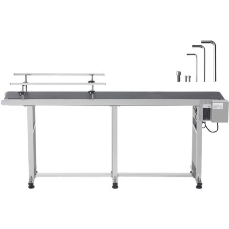 Mophorn Transportador de Correa Motorizado 1803,4x198,1 mm Transportador Acero Inoxidable Cinta Transportadora de PVC Antiestática Barandilla Doble para Aplicación de Codificación por Inyección