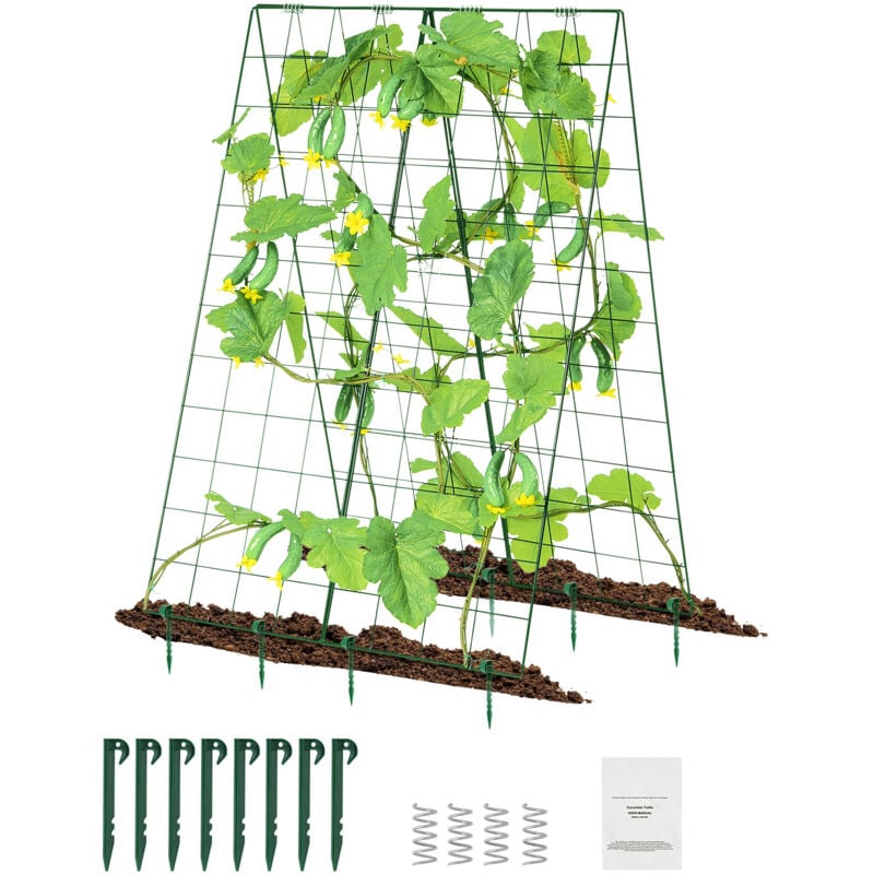 Mophorn - Treillis à concombre pour plantes grimpantes, treillis métallique pliable de 46' x 32' avec pinces pour plantes, support de jardin pour