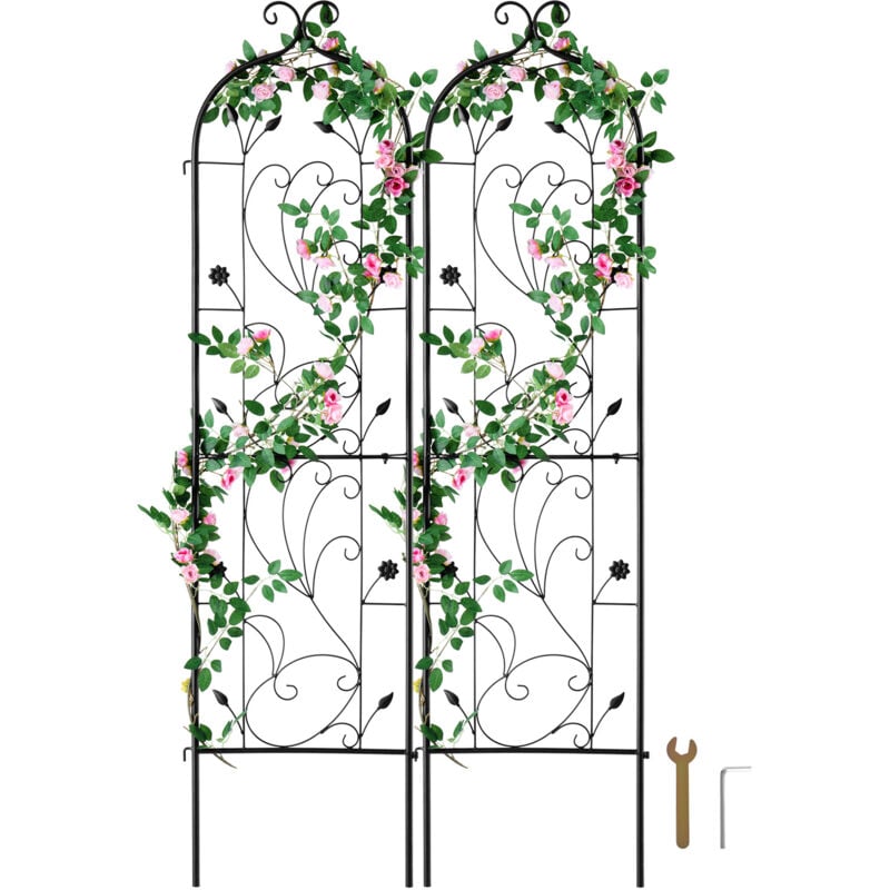 Mophorn - Treillis de jardin 60 x 15 po, lot de 2 treillis à fleurs en métal, treillis pour rosiers grimpants pour l'extérieur, support pour