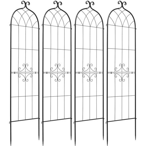 Mophorn Treillis de Jardin en Métal 52,5x180 cm Lot de 4 Supports pour Plantes Grimpantes, Idéal pour Rosiers, Concombres, Fleurs et Légumes, avec Revêtement en Poudre et Système de Verrouillage