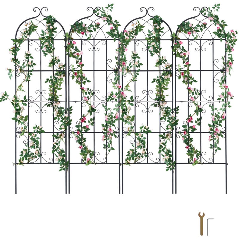Treillis de jardin pour plantes grimpantes, 71 x 20 po, lot de 4, métal antirouille, embellissez votre jardin - Mophorn