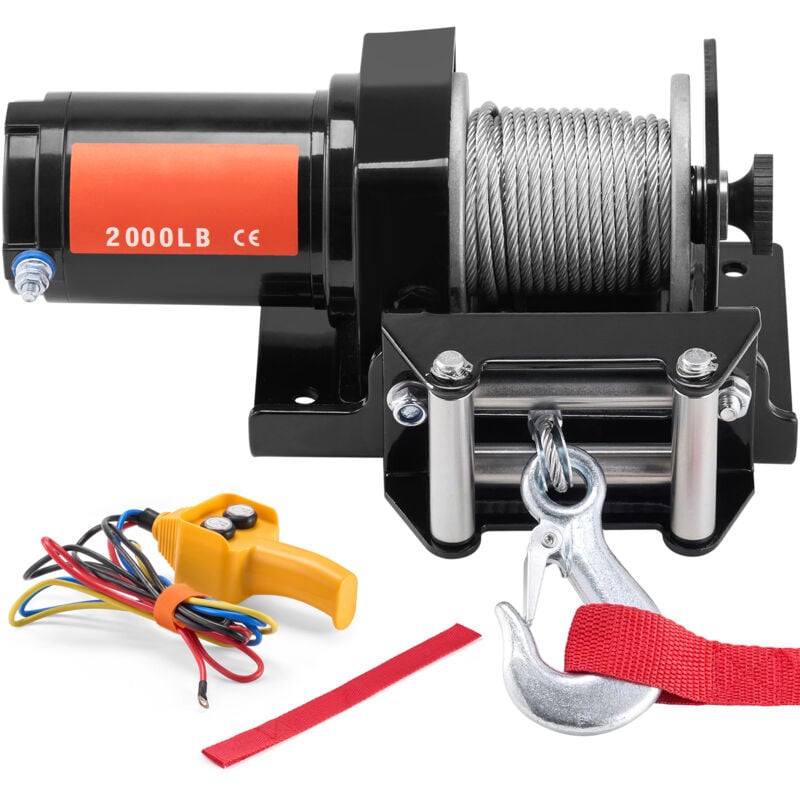 Treuil électrique 2000 lb 12 v cc atv/utv avec câble en acier de 39 pieds Télécommande IP55 étanche pour le remorquage hors route - Mophorn