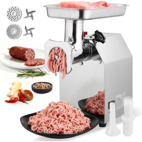 Mophorn Tritacarne elettrico con capacità di 4,17 kg/min, potente tritacarne da tavolo da 1100 W con lama di taglio e piastra di macinazione, macchina per salsicce in acciaio inox per uso commerciale