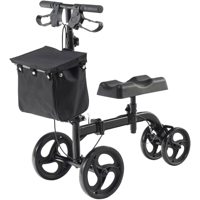 Mophorn - Trottinette pliable pour genoux , déambulateur orientable en acier au carbone, guidon et genouillères réglables en hauteur, roues solides