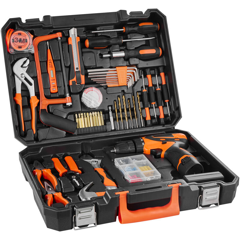 Trousse d'outils, un ensemble d'outils à main ménagers généraux de 146 pièces, équipé d'une perceuse électrique et d'un étui de rangement d'outils