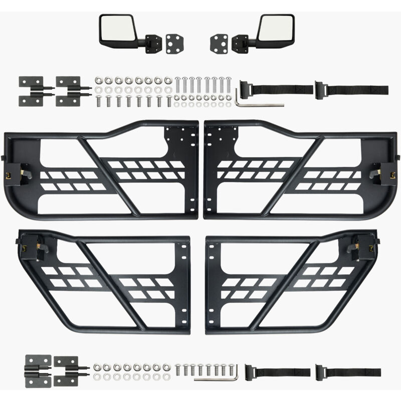 Tube porte pour Jeep Wrangler jk 2007-2018, 4 portes, style chasse avec rétroviseurs certifiés dot, équipé de coussinets en caoutchouc et fabriqué en