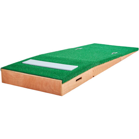 Mophorn Tumulo Portatile per Lanciatori di Baseball, 215,9 cm, Accessori per Lancio di Softball per Interni ed Esterni con Erba Sintetica Resistente, Gomma per Lancio e Base Regolabile, Verde