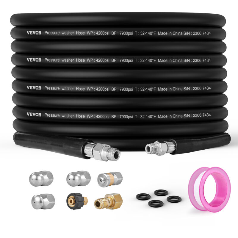 Mophorn - vevor Tuyau Flexible de Nettoyeur Haute Pression 30,5m Tuyau de Lavage Electrique de Rechange 6,4mm Connecteur Filete en Laiton Rayon de