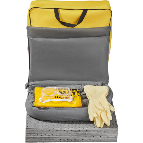 Mophorn Universal Spill Kit, 43 pcs, Includes 30 Sorbent Pads, 2 Sorbent Socks (3"x4'), 2 Disposal Pillows, Rubber Gloves, Spill Control Supplies