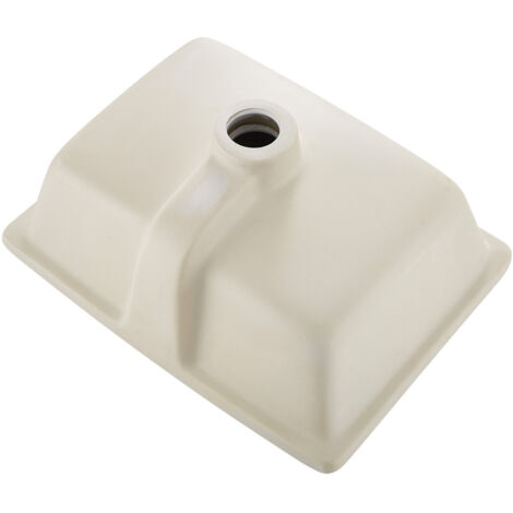 Mophorn Unterbauwaschbecken 400 x 305 mm rechteckig, Keramikspülbecken mit Überlaufloch, modernes Design für kleine Küchen oder Badezimmer, weißes Waschbecken