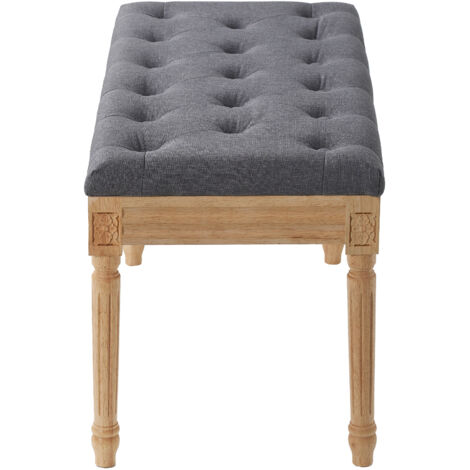 Mophorn Upholstered Bench - Comfy and Stylish 16"W Ottoman bench features a foam-padded cushion and rubberwood legs Ideal for dining room, living room, bedroom, or hallway, Gray