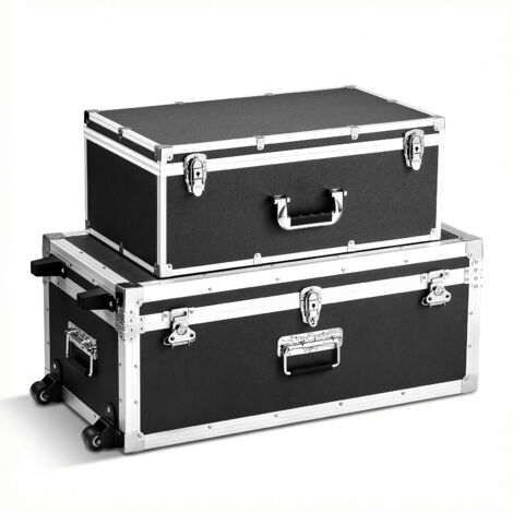Mophorn Valigette per trasporto e custodia con serratura in metallo, scatola con ruote e maniglie, set di 2 valigie portatili per dormitorio o appartamento, colore nero