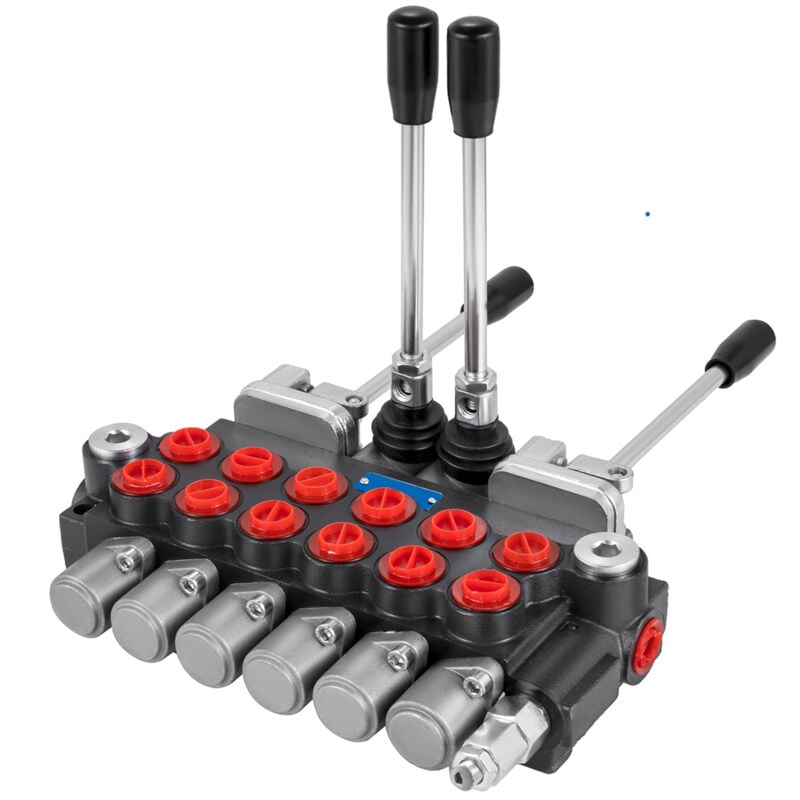 Mophorn Vanne de commande directionnelle hydraulique, vanne hydraulique à 6 tiroirs, vanne de chargeur 11 GPM, 4500 PSI, commande directionnelle pour