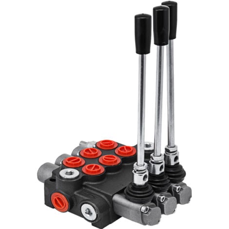 Mophorn Vanne de commande hydraulique à 3 tiroirs , vanne directionnelle hydraulique à double effet 11 GPM, vanne hydraulique haute pression pour tracteurs, chargeurs et réservoirs