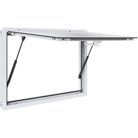 Mophorn Ventana de concesión de 36 x 24 pulgadas, ventana de servicio de camión de alimentos de aleación de aluminio con puerta de toldo y gancho de arrastre, ventana de servicio de soporte de hasta