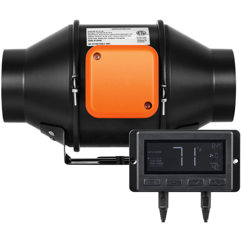 Mophorn - Ventilateur de ventilation en ligne 205 cfm avec contrôleur de température et d'humidité