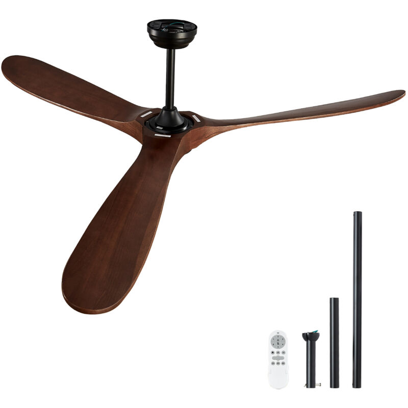 Mophorn – Ventilateur de plafond 72 pouces – 3 pales en bois massif – Moteur CC réversible silencieux – Télécommande 6 vitesses – Installation