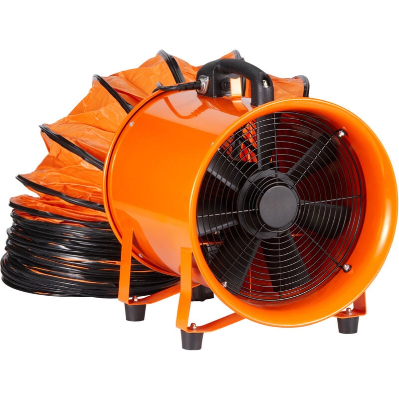 Ventilateur portatif 254mm Ventilateur cylindrique robuste avec 10m de tuyau 255W Soufflerie d'échappement haute puissance 1720CFM pour l'extraction