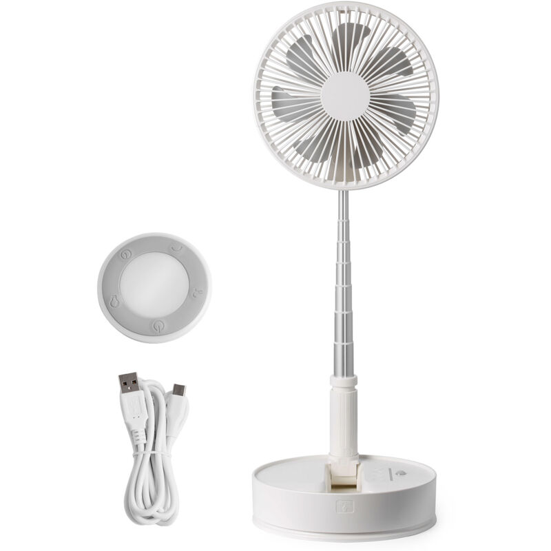 Ventilateur sur pied oscillant pliable de 8 pouces avec télécommande, ventilateur de bureau silencieux réglable à 4 vitesses, ventilateur portable