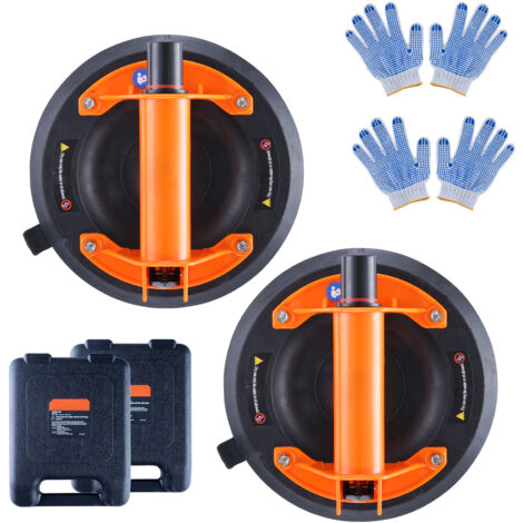 Mophorn Ventosa per Piastrelle 203 mm Ventosa per Vetro 2 Pezzi Carico 278 kg Maniglia in ABS PP Scatola da Trasporto, Ventosa per Sollevamento Industriale per Lastre di Vetro Piastrelle Metallo Legno