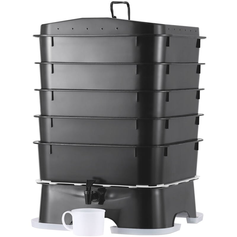 Mophorn - Vermicomposteur à 5 plateaux, bac à compost de 50 l pour l'extérieur et l'intérieur, kit de ferme de vers au design durable, pour le